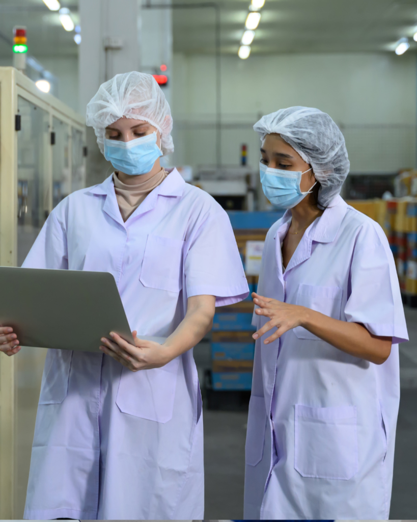 Employees training in a meat facility