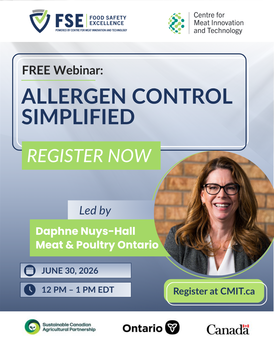 Join us for "Allergen Controls Simplified" – a valuable online session led by Daphne Nuys-Hall of Meat & Poultry Ontario.